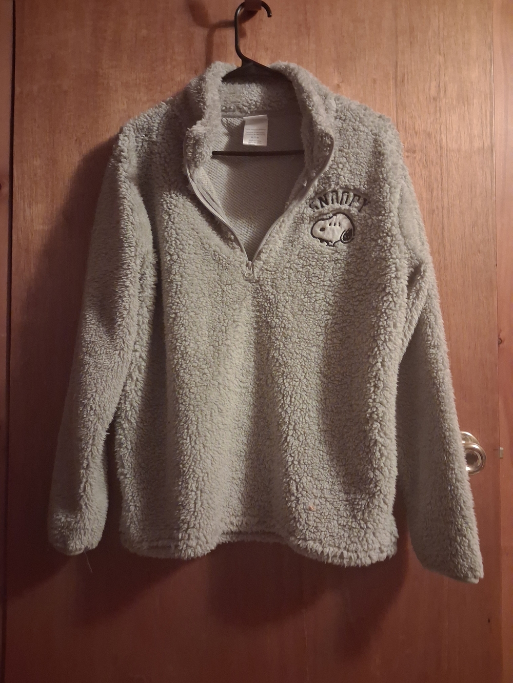 Peanuts Teddy Sherpa Pullover Jacket - Light Gray